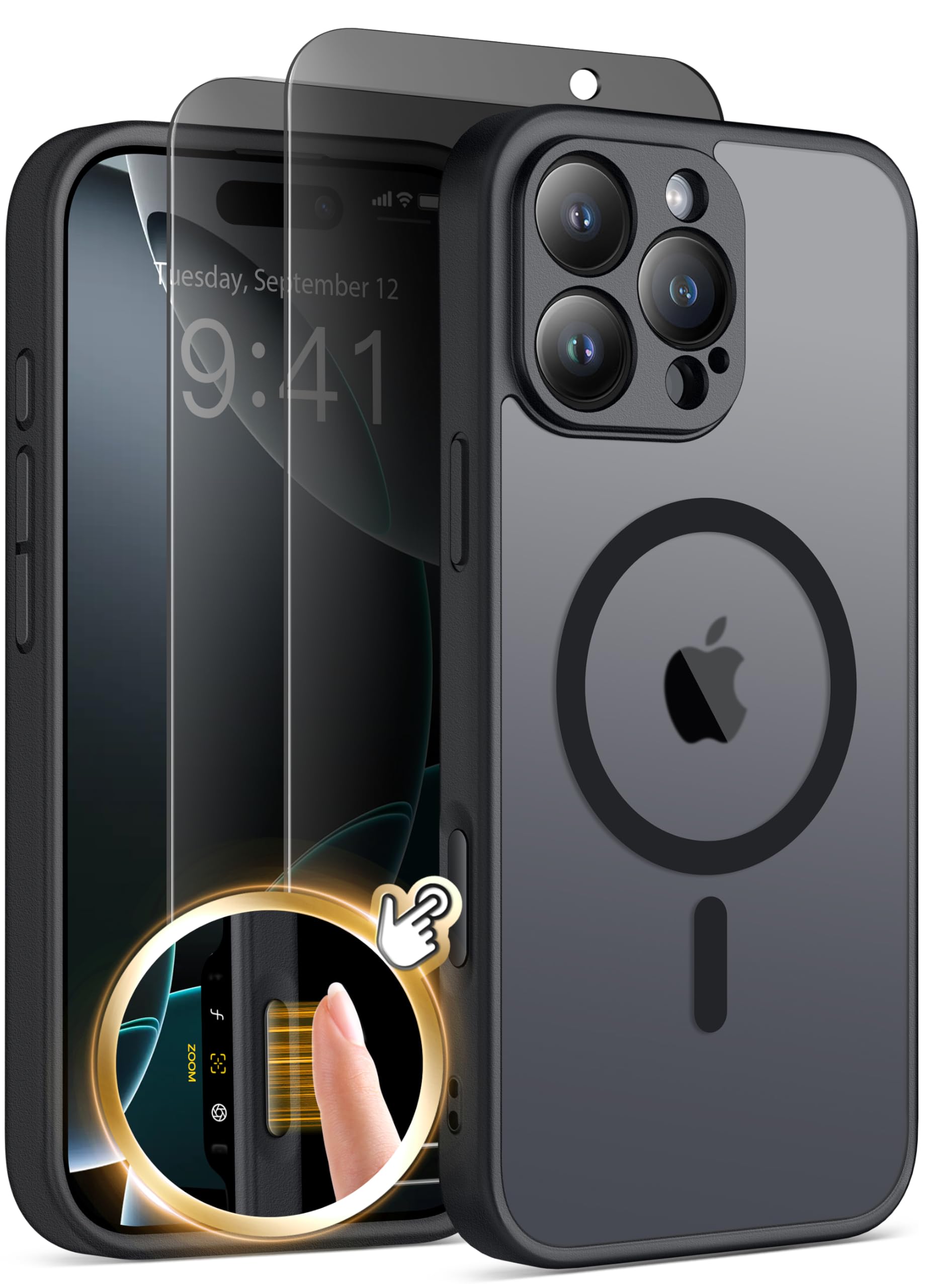 Capa De Telefone Golbinbox Magnetic Para Iphone 16 Pro Max Preta