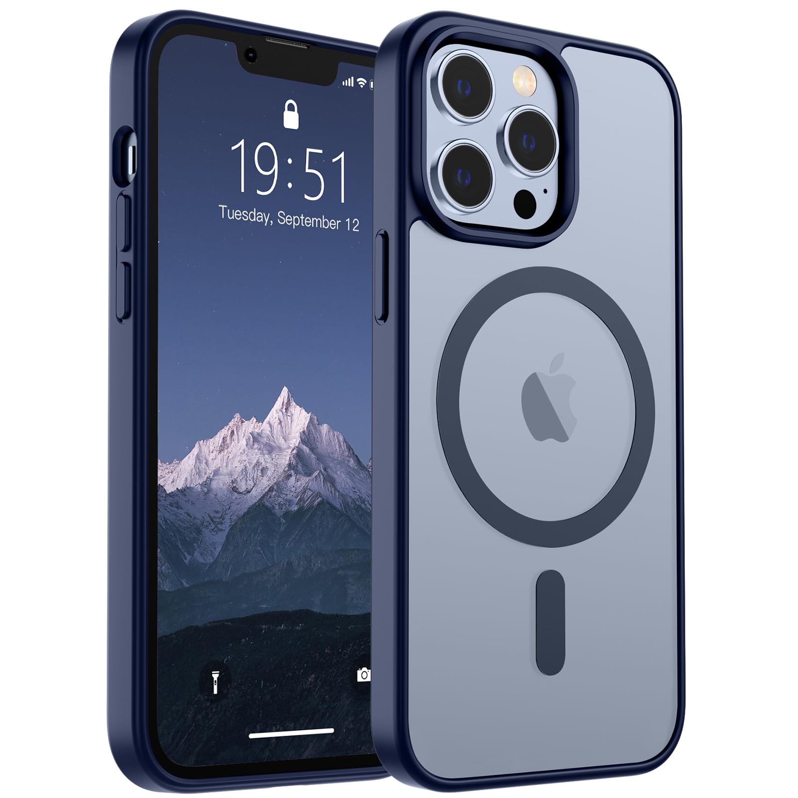 Capa De Telefone Supfine Magnetic Para Iphone 13 Pro Azul Marinho
