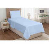 Jogo De Lençol Solteiro 3p Algodão Com Lençol De Cima Azul