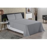 Jogo De Cama King 3 Peças 400f Cinza Lençol De Cima