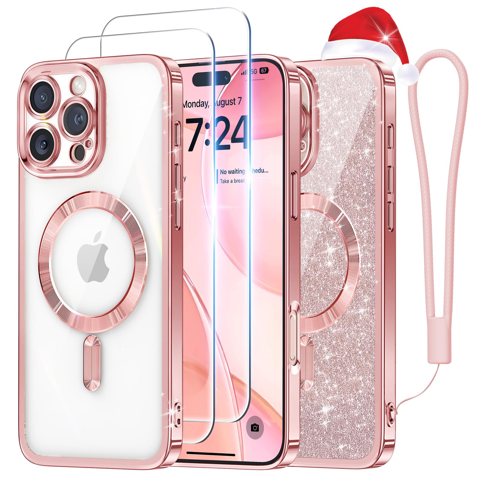 Capa De Telefone Meifigno Projetada Para Iphone 16 Pro Max Rose Gold