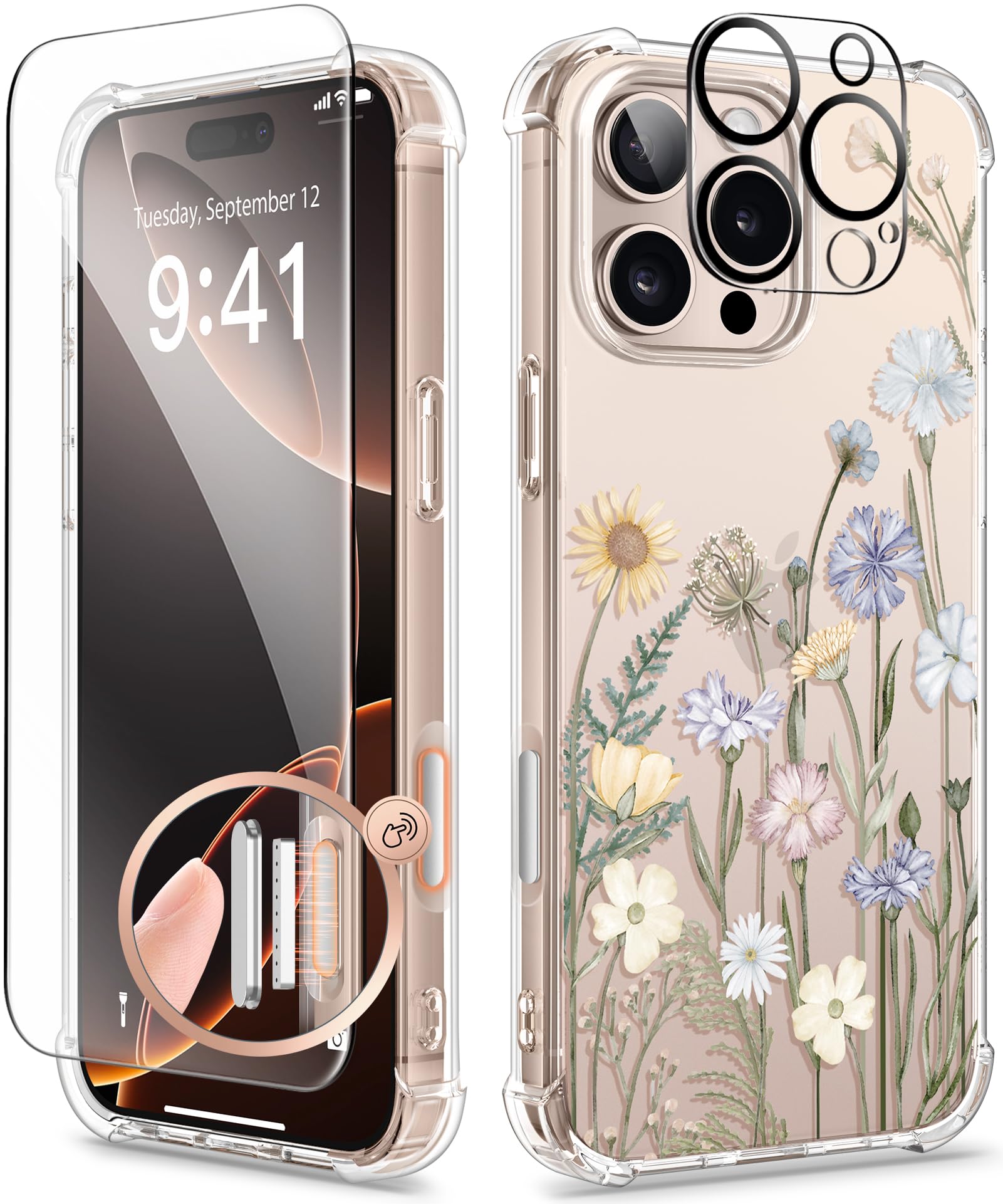 Capa De Telefone Gviewin Para Iphone 16 Pro Com Protetor De Tela De 6,3"