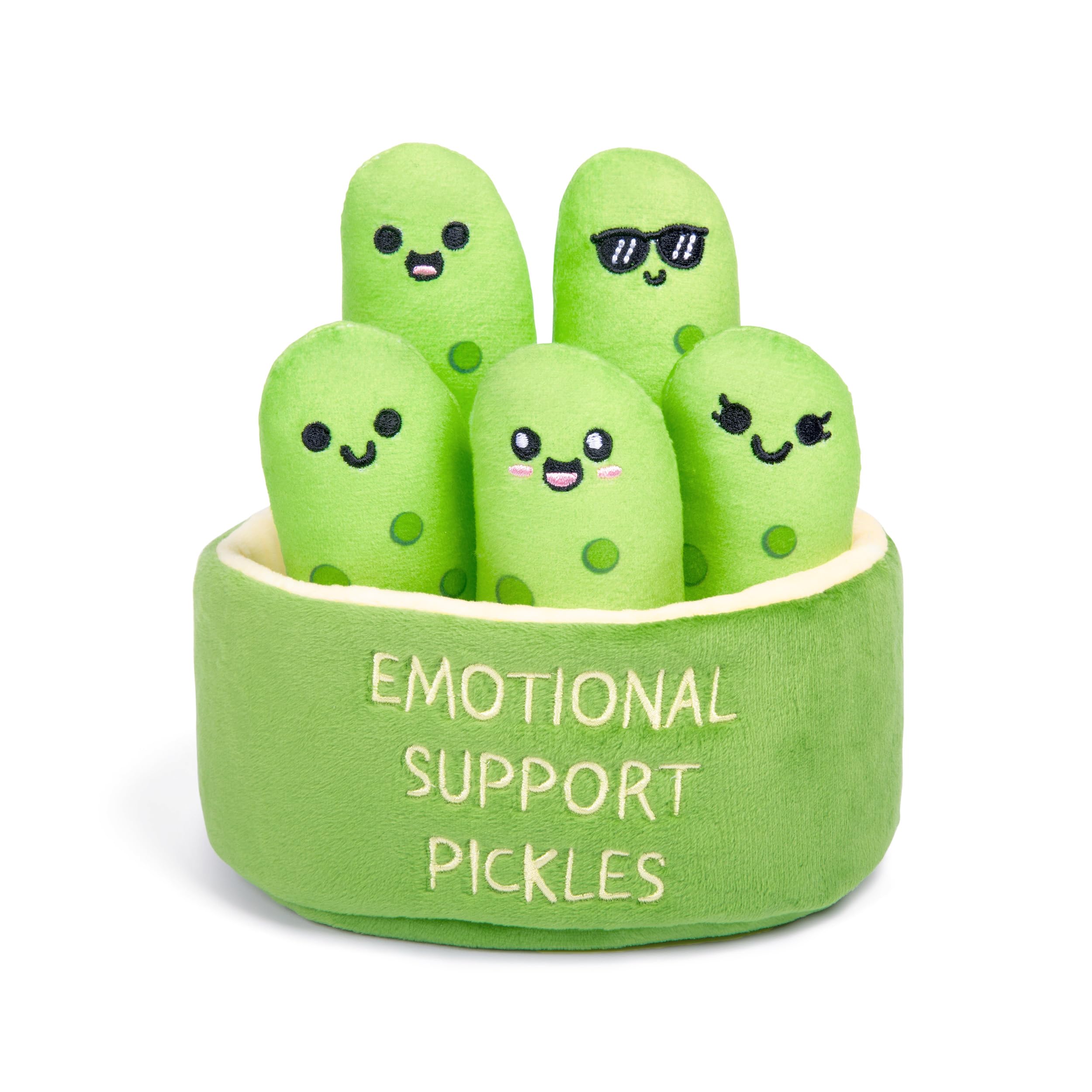 Pelúcias Relacionáveis Da Emotional Support Pickles Com Cesta De Transporte