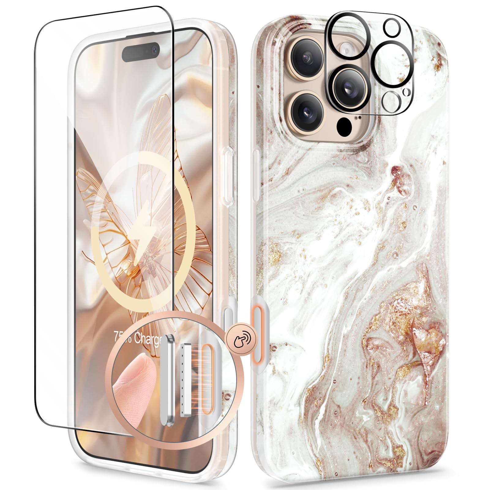 Capa De Telefone Gviewin Para Iphone 16 Pro Com Protetores De Tela E Lente