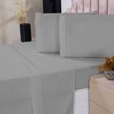 Jogo De Lençol Queen 4p Algodão Com Lençol De Cima Cinza