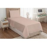 Jogo De Lençol Solteiro 3p Algodão Com Lençol De Cima Caqui