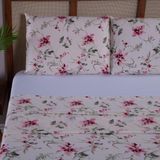 Jogo De Cama Casal 4 Peças 400f Lençol De Cima Flores Rose