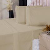 Jogo De Lençol King 4p Algodão Com Lençol De Cima Caqui