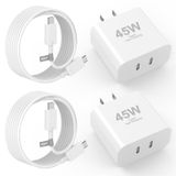 Carregador Usb C De 45 W Construído A Laser Para Iphone 16/15 Com Cabo De 10 Pés, Pacote Com 2