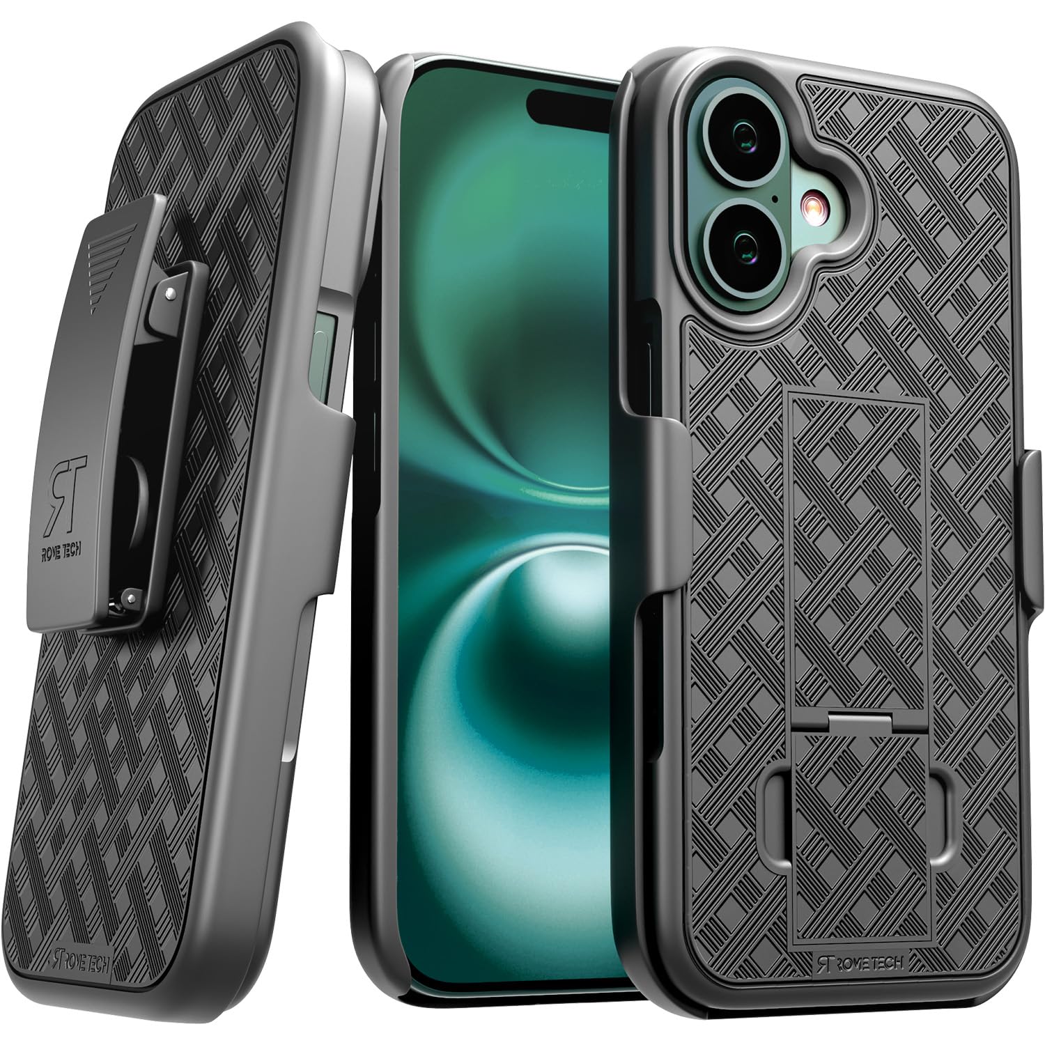 Capa De Telefone Rome Tech Para Apple Iphone 16 Com Clipe De Cinto Preta