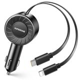 Carregador De Carro Retrátil Superone Para Iphone E Android