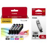 Pacote Econômico Do Tanque De Tinta Canon Cli-281 Bkcmy + Canon Pgi-280 Xl