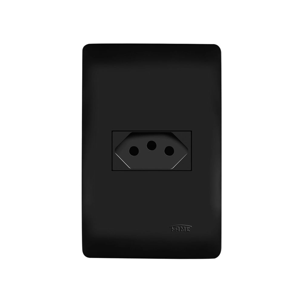 Tomada Fame Habitat Black 2p+t 10a Com Placa 4x2 Preta