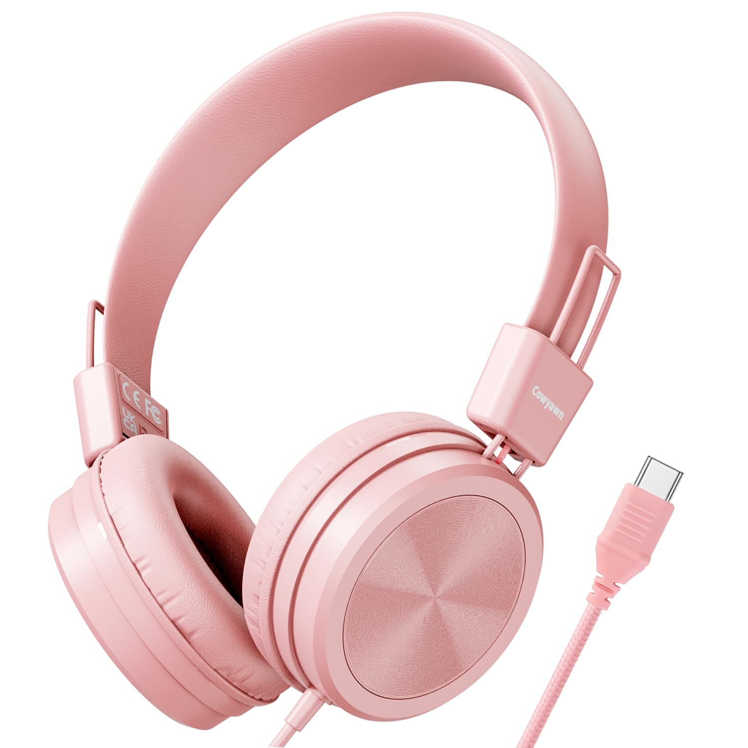 Fones De Ouvido Cowyawn Usb Type C Kids 94db Volume Limited Rosa