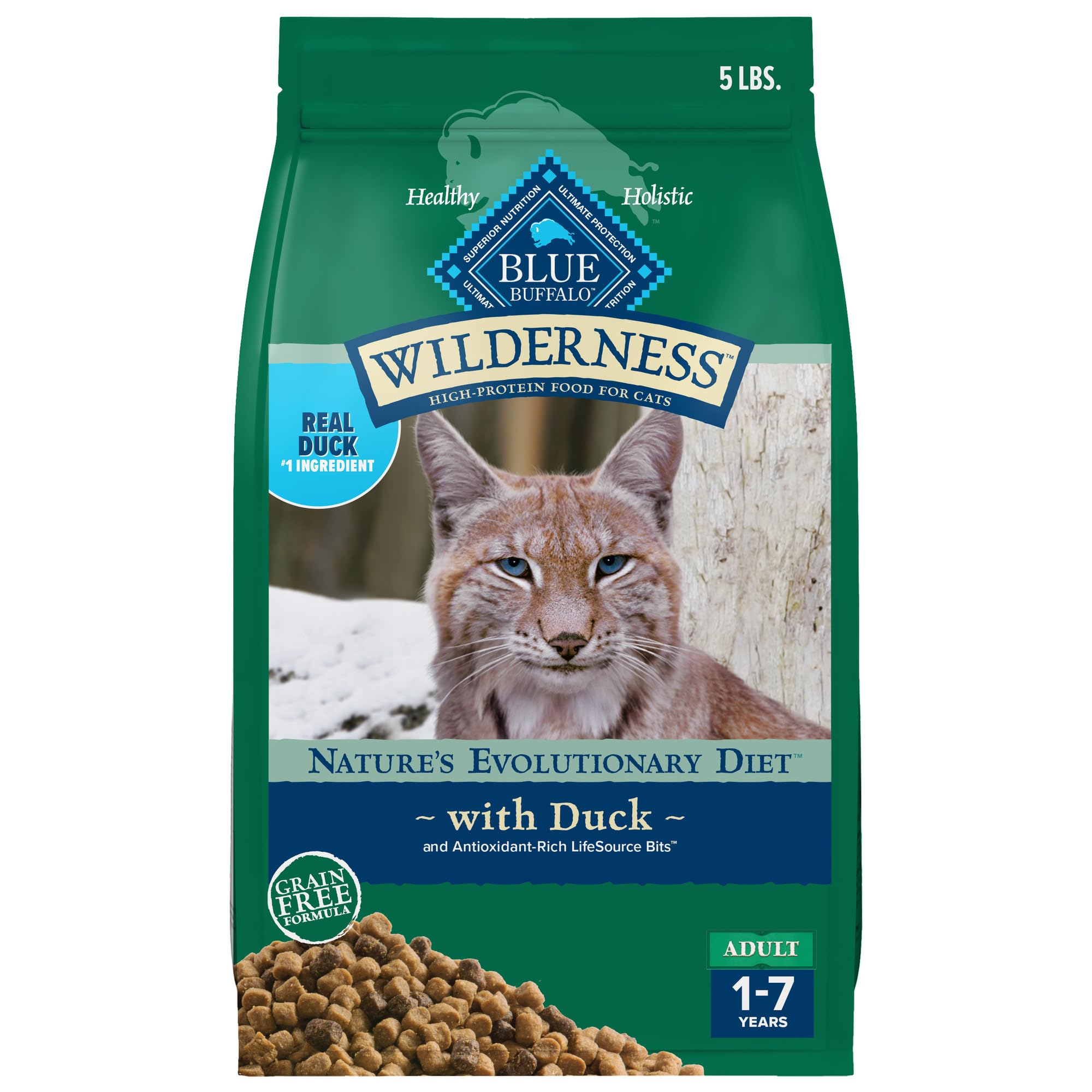 Comida Seca Blue Buffalo Wilderness Duck Para Gatos Adultos 2,27 Kg