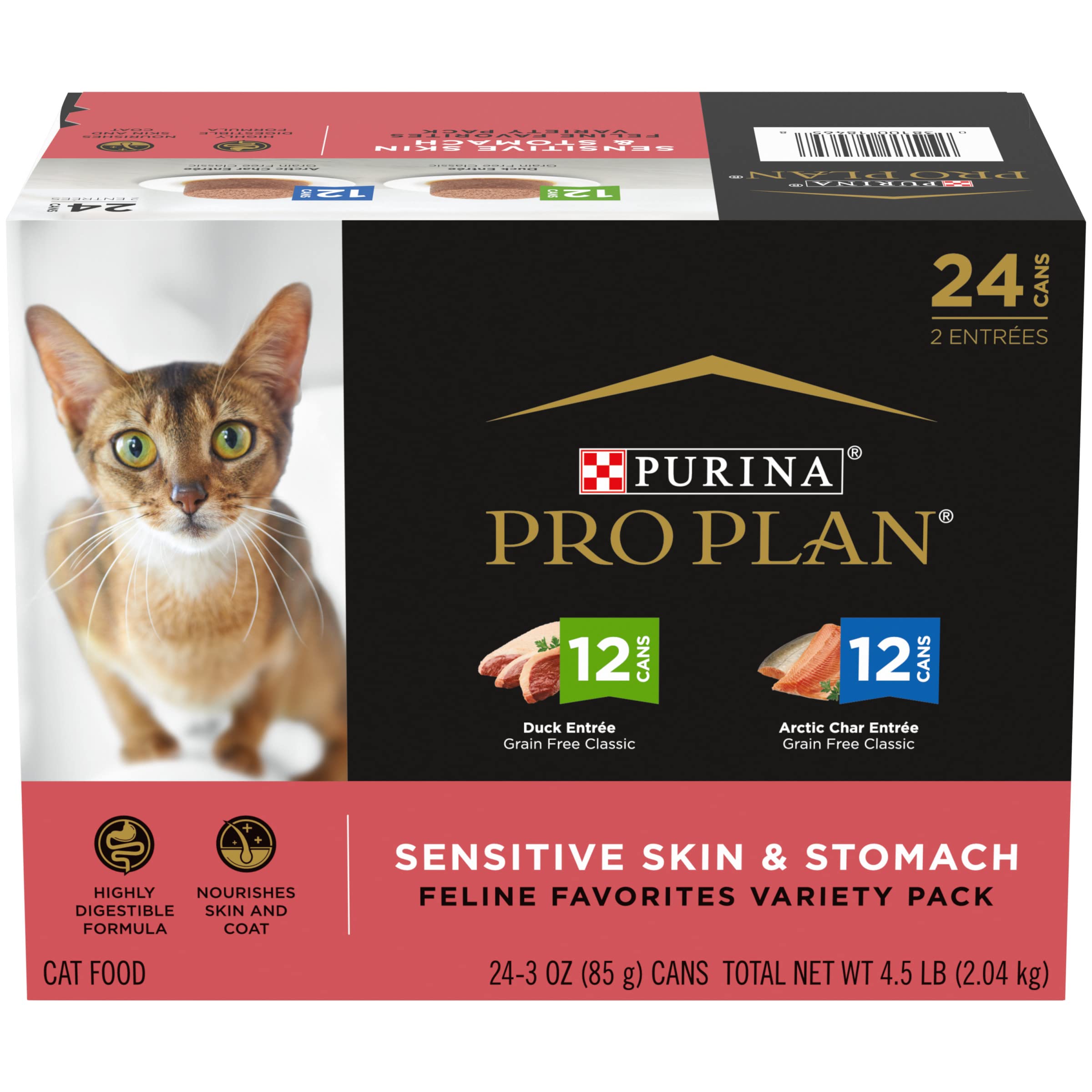 Comida Úmida Para Gatos Purina Pro Plan Pele E Estômago Sensíveis 24x85g