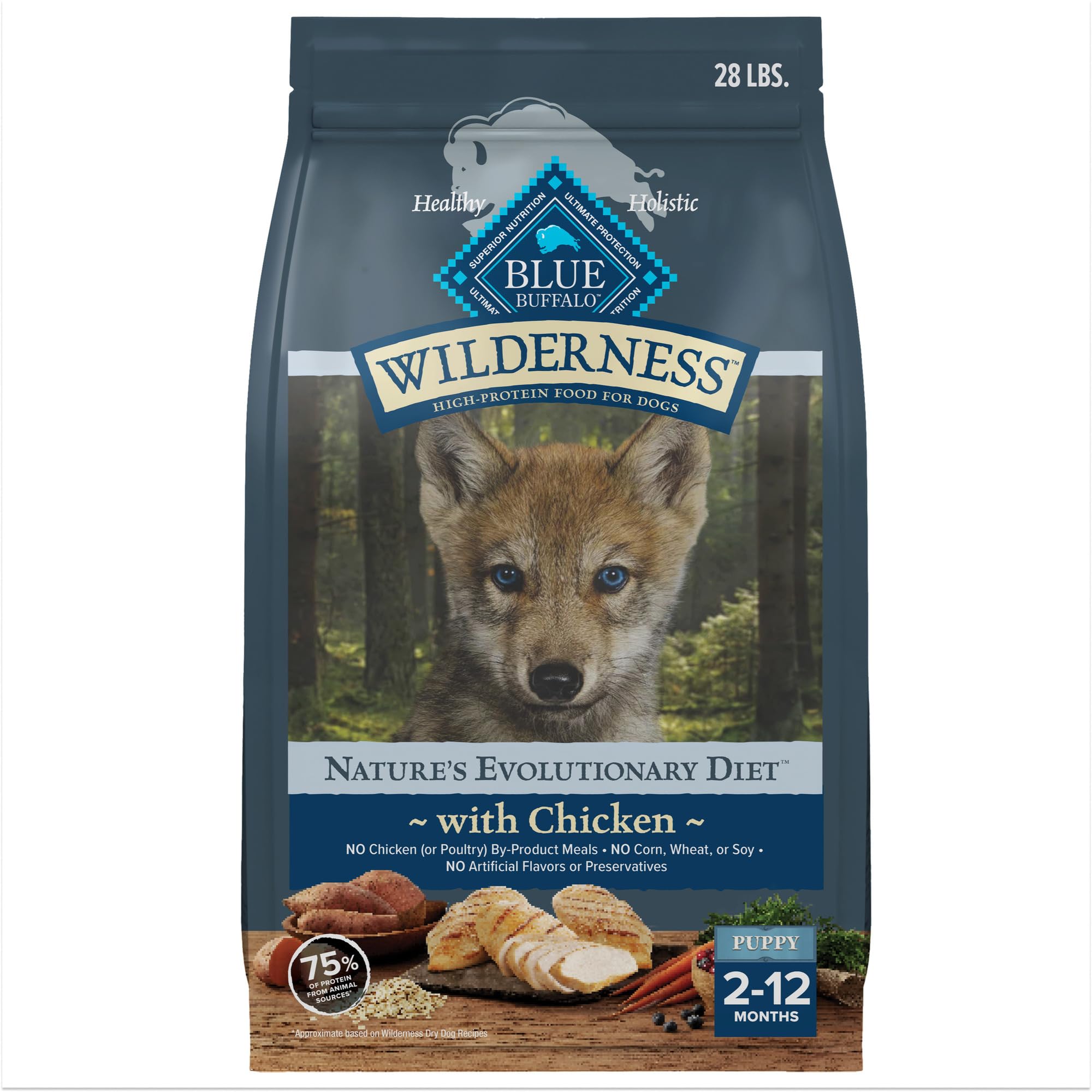 Comida Seca Blue Buffalo Wilderness Para Cachorros 12,7 Kg De Frango