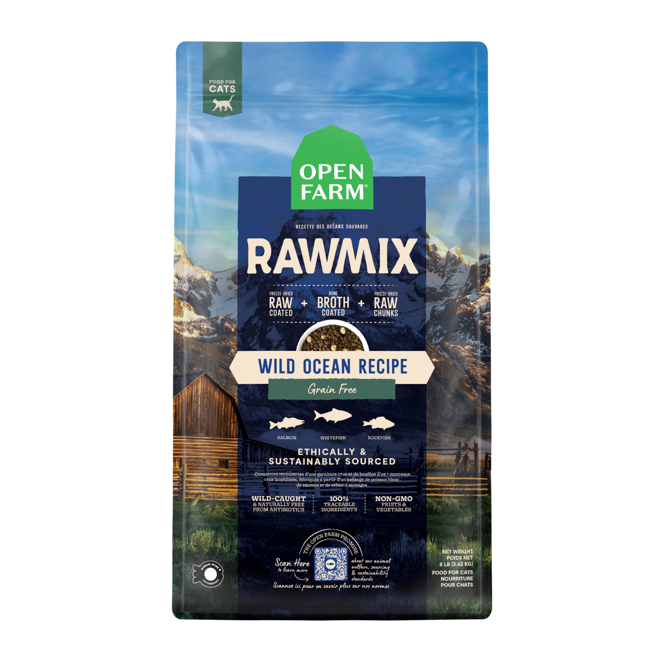 Comida Seca Para Gatos Open Farm Rawmix Para Peixes Capturados Na Natureza 3,63 Kg