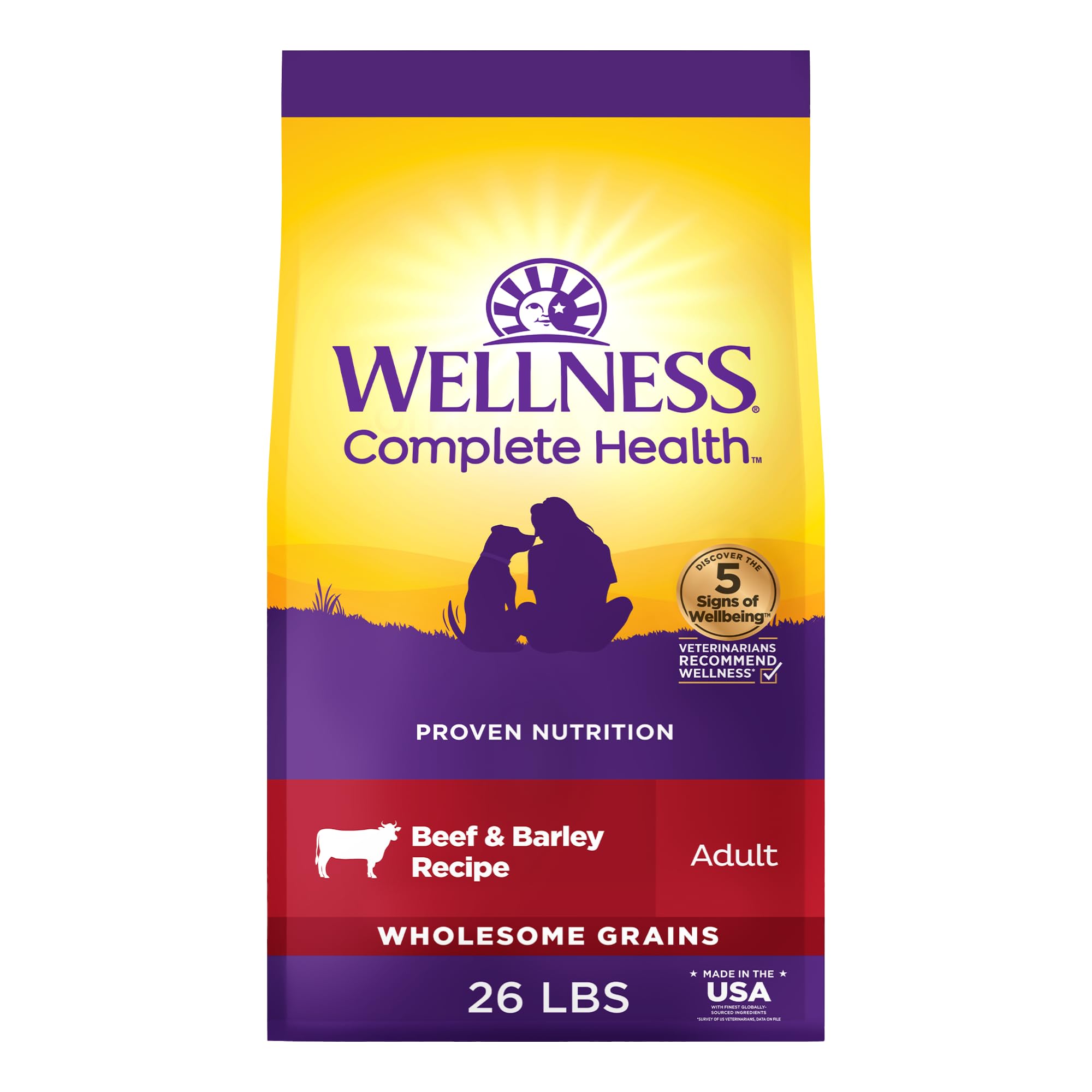 Dog Food Wellness Complete Health Wholesome Grains Beef 12 Kg