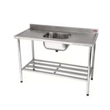 Mesa Bancada Industrial Imeca Multiuso Em Inox Grade Inferior Com Cuba Central 6812