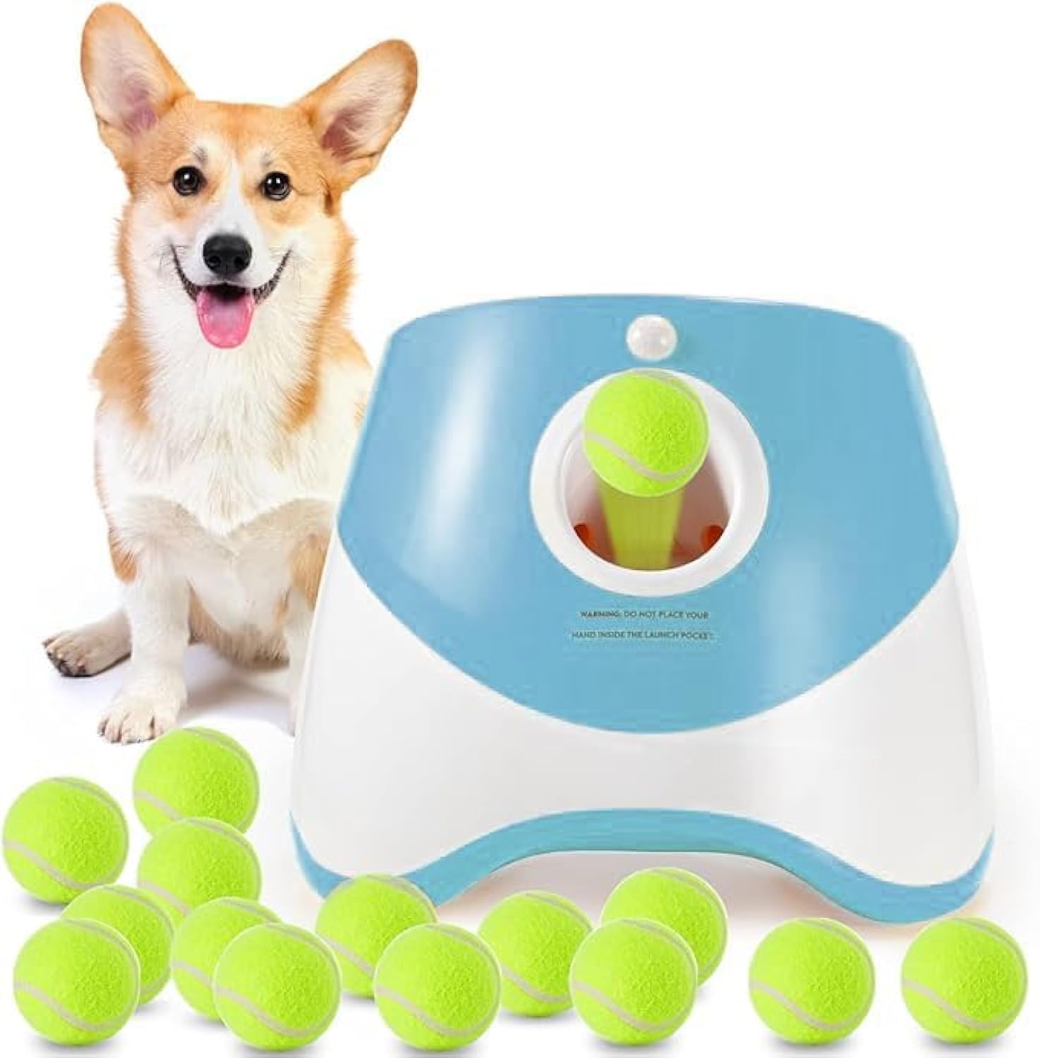 Lançador Automático De Bolas Para Cães Mekaple Com 15 Mini Bolas De Tênis
