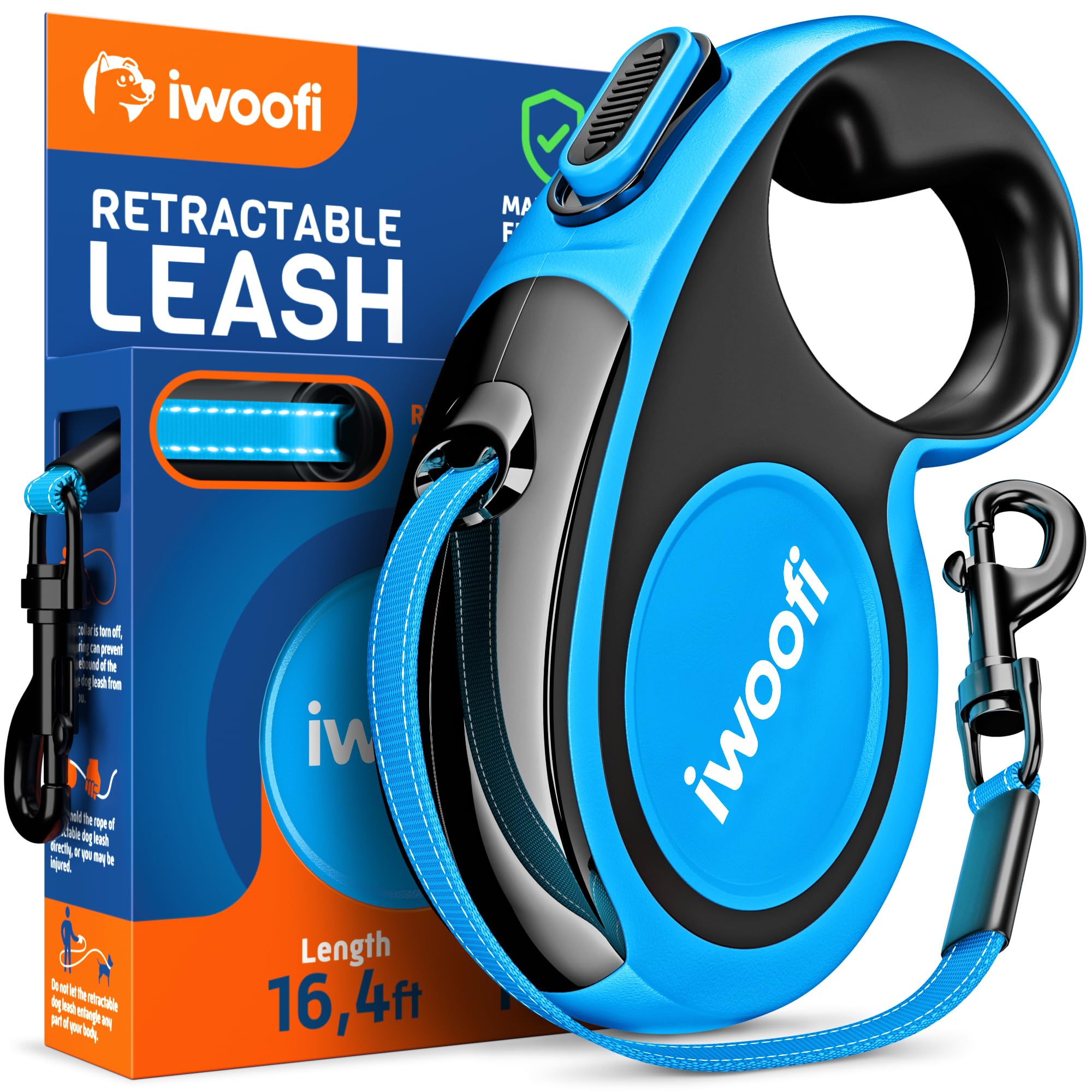 Coleira Retrátil Para Cães Iwoofi New 2025 Heavy Duty 5m Para 50 Kg