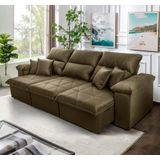 Sofá Retrátil Reclinável Trento 2,30m Suede Velut Bege Molas No Assento - King House