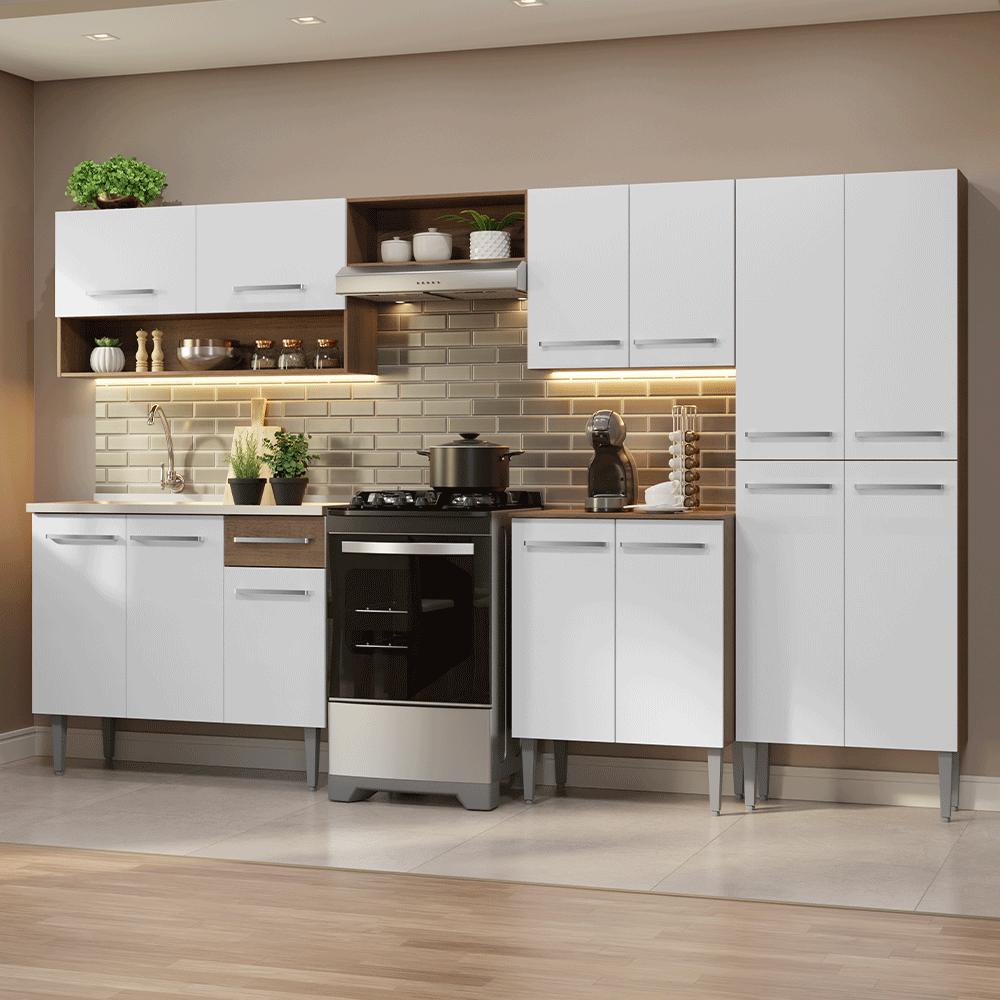 Armário De Cozinha Completa 293cm Rustic/branco Emilly Madesa 09