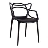 Conjunto Com 6 Cadeiras Empilhavel Allegra Preta Polipropileno Resistente