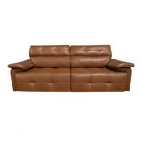 Sofá Retrátil E Reclinável De Couro Queen 2,40 M Brown - Mempra Design