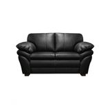 Sofá De Couro Gana 2 Lugares Preto Pigmentado - Mempra Design