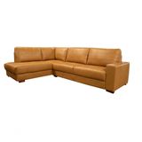 Sofá De Couro Canto Marrocos 3 Lugares Com Chaise Esquerda Caramelo - Mempra Design