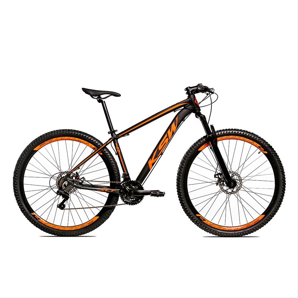 Bicicleta Alumínio Aro 29 Ksw Shimano TZ 24 Vel Ltx KRW20 Quadro 21 Preto com Laranja fosco