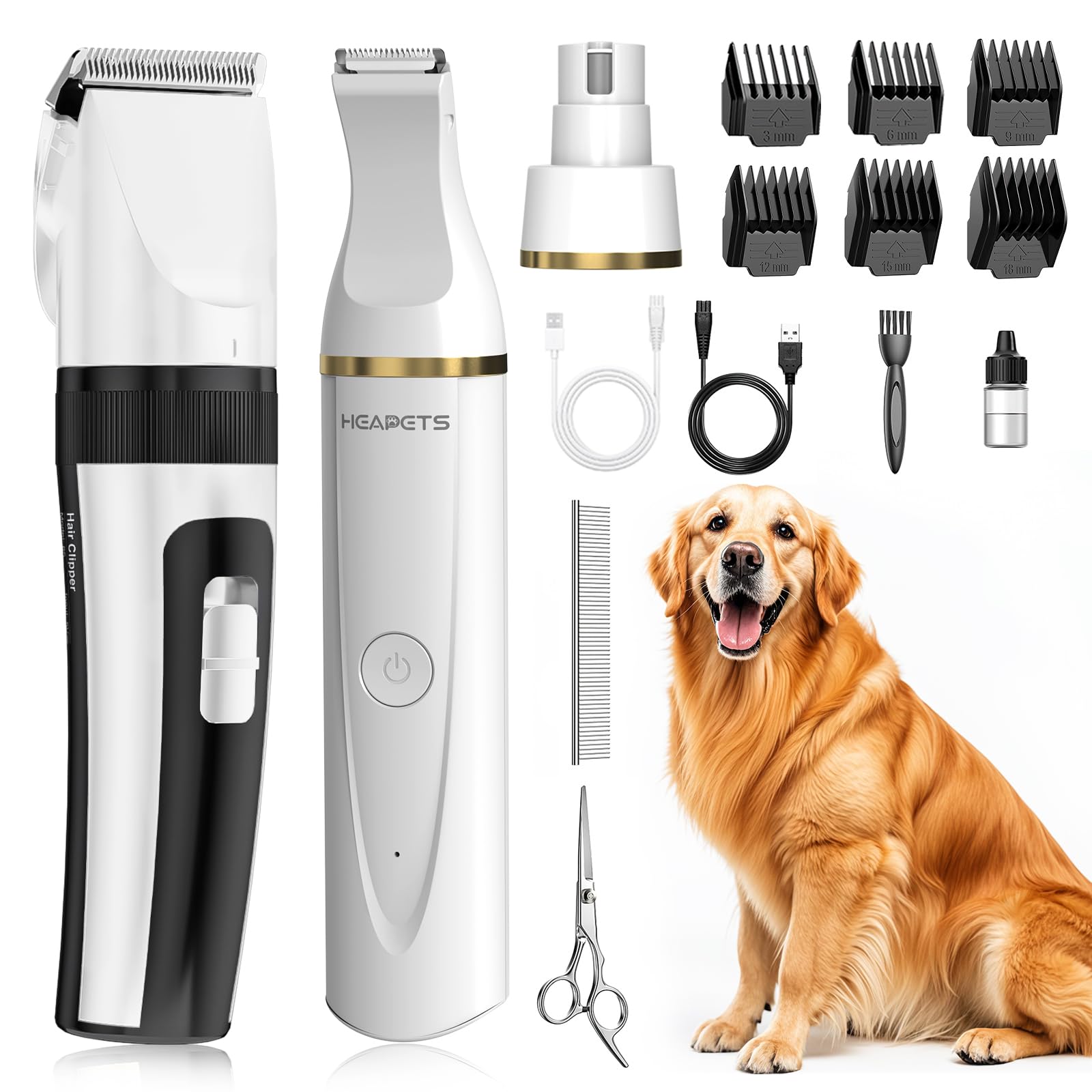 Kit De Higiene: Cortador De Cabelo Para Cães E Cortador De Unhas Com Aparador De Patas
