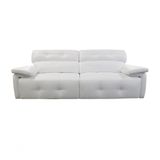 Sofá Retrátil E Reclinável De Couro Queen 2,40 M Branco Pigmentado - Mempra Design