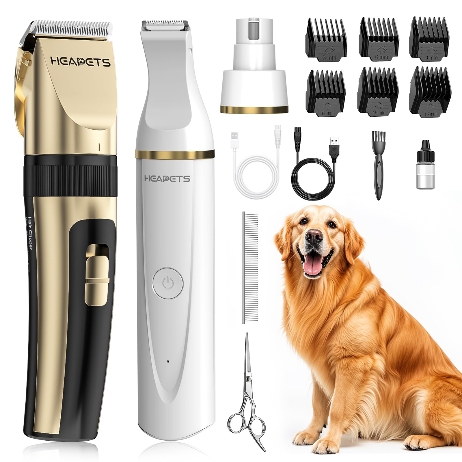 Kit De Higiene: Cortador De Cabelo Para Cães E Cortador De Unhas Com Aparador De Patas