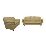 Conjunto Sofá De Couro Gana 3 E 2 Lugares Bege Ivory - Mempra Design