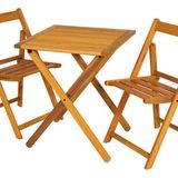 Conjunto Jardim Varanda Madeira Dobrável 2 Pessoas - Rattan