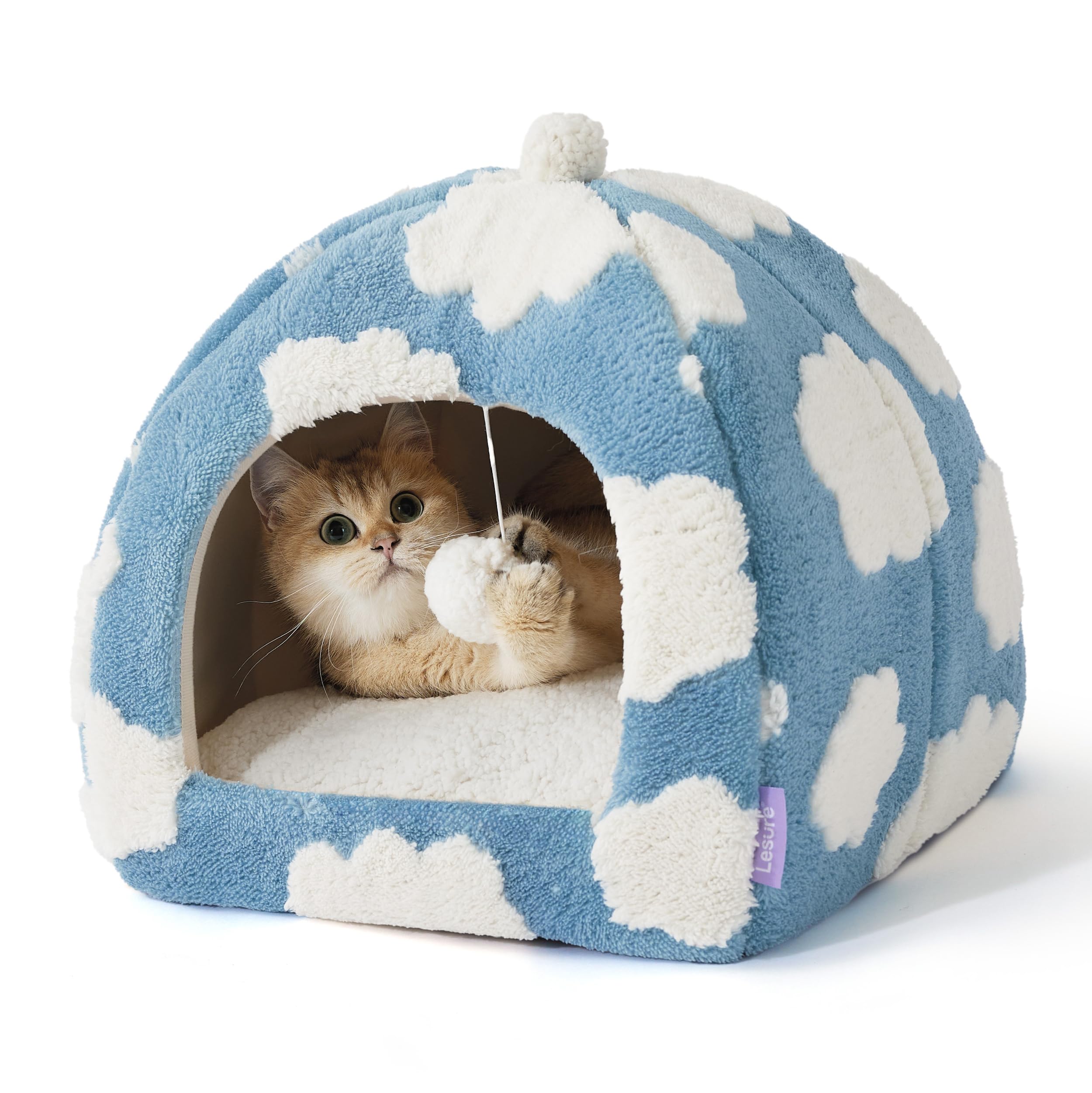Cat Beds Le Sure Cute 2 Em 1, Caverna Para Gatos De Interior, Azul