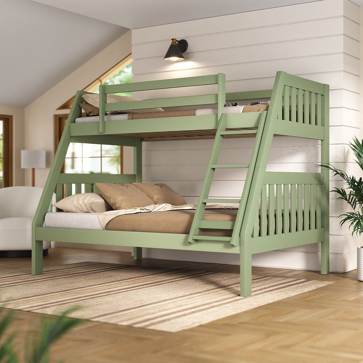 Beliche 1018 Twin Full Madeira De Pinus Acabamento Verde