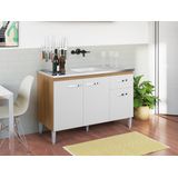 Gabinete De Cozinha Gabriela 120cm Amêndoa/branco S/tampo - Ajl Móveis