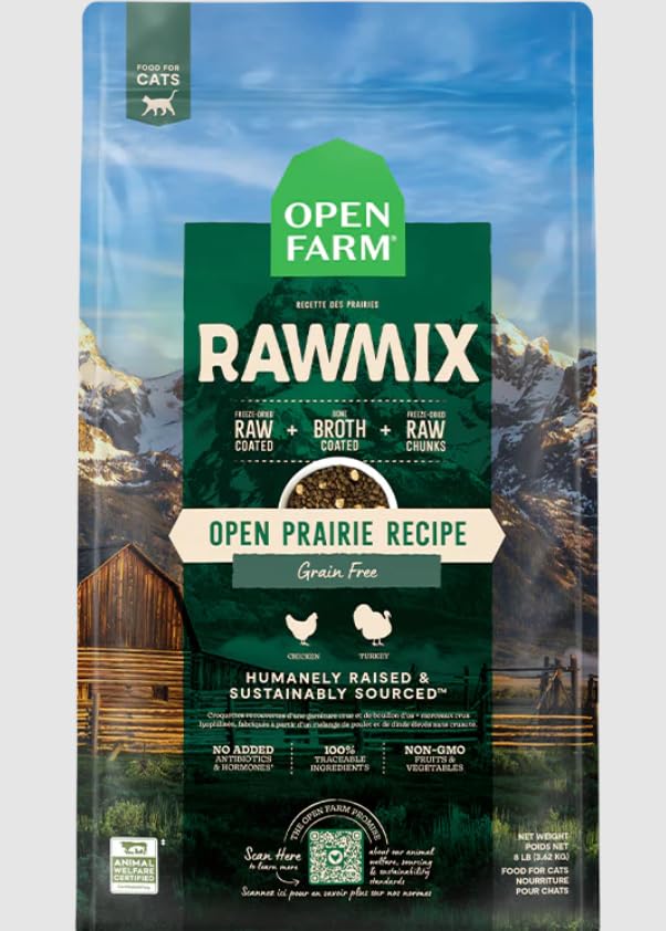 Saco De 1,02 Kg Com Ração Seca Para Gatos Open Farm Rawmix Chicken &amp; Turkey