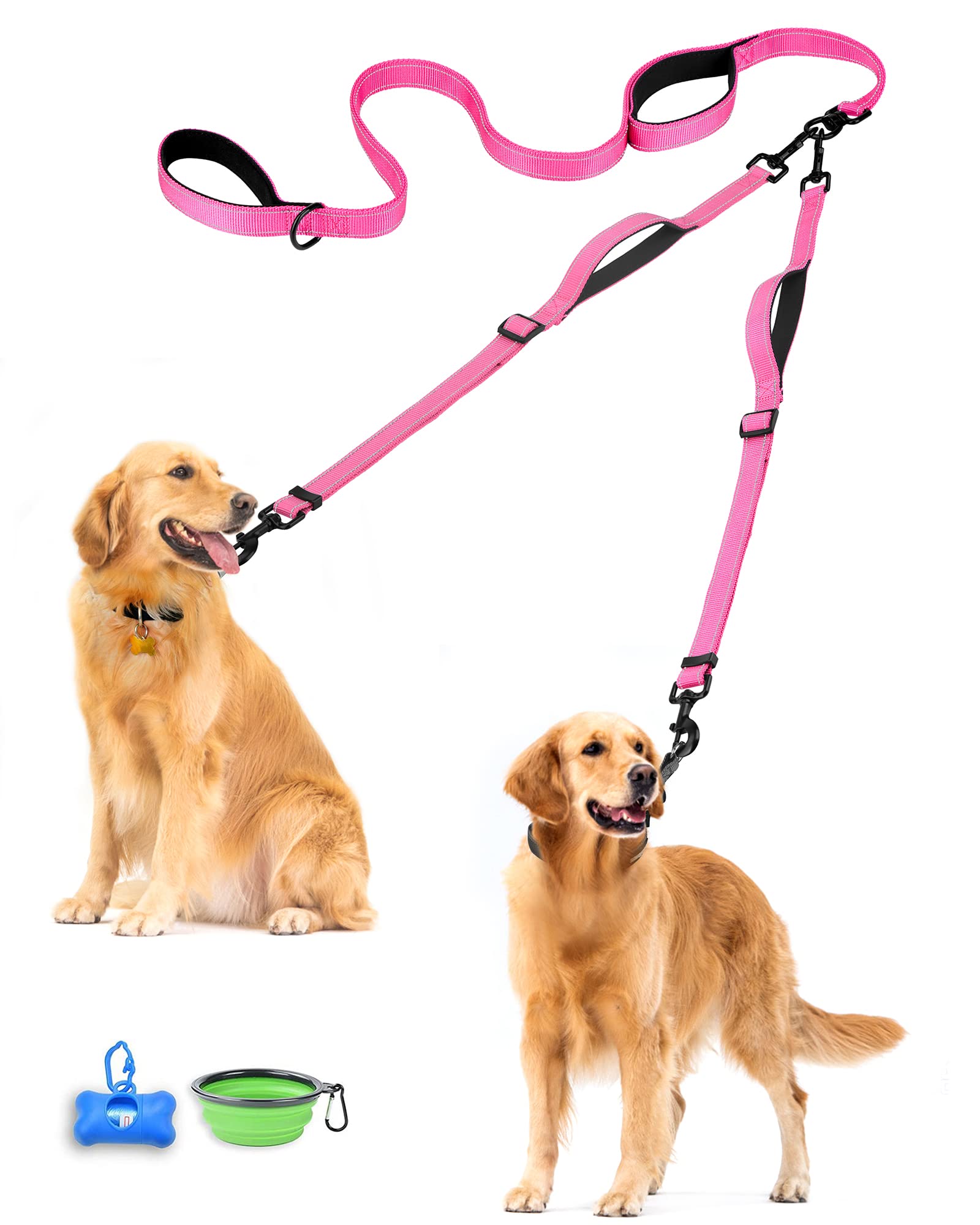 Coleira Dupla Para Cães Petbonus Refletive Walking Training Rosa