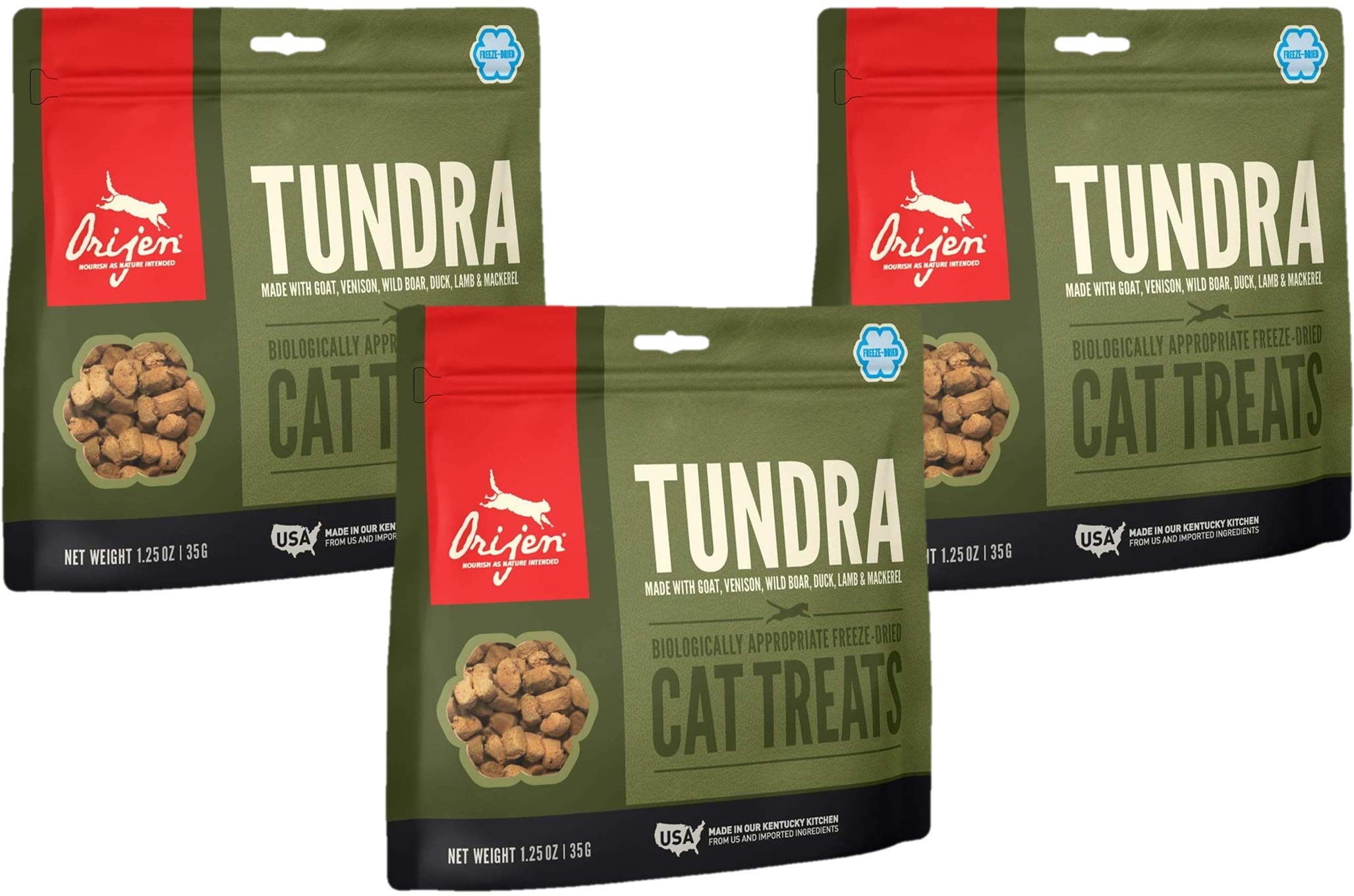 Cat Treats Orijen Tundra, Liofilizado, 35 G, Pacote Com 3 Unidades, Sem Grãos