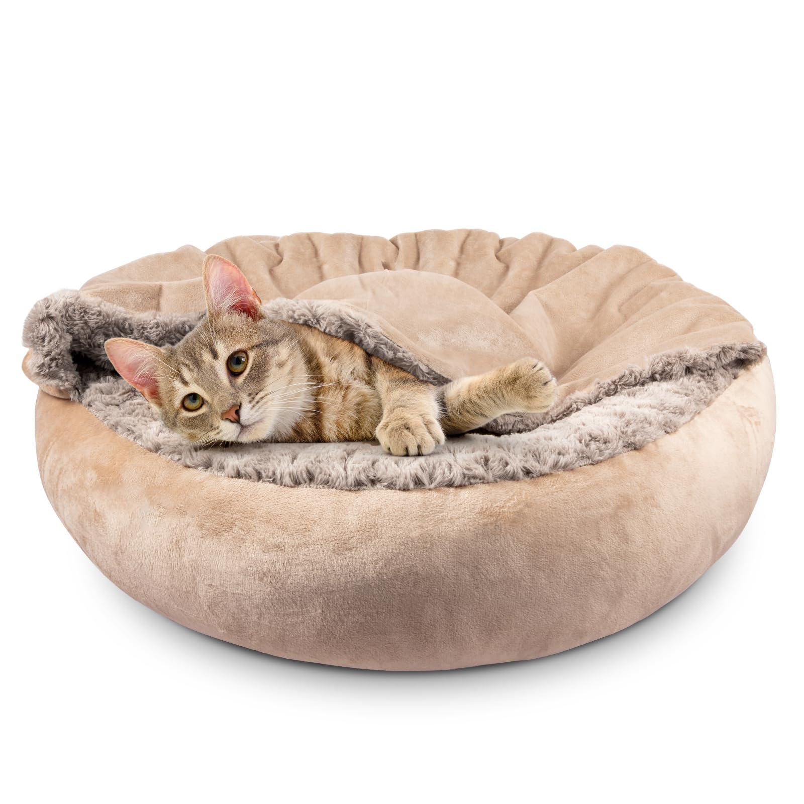 Cama Para Animais De Estimação Joejoy Small Dog Cat Com Cobertor Com Capuz De 23 Polegadas