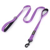 Dog Leash Plutus Pet De 1,8 M De Comprimento Com Duas Alças, Roxo Reflexivo