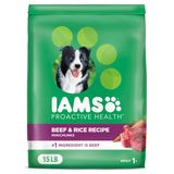 Comida Seca Para Cães Iams Proactive Health, Carne Bovina E Arroz Para Adultos, 6,8 Kg