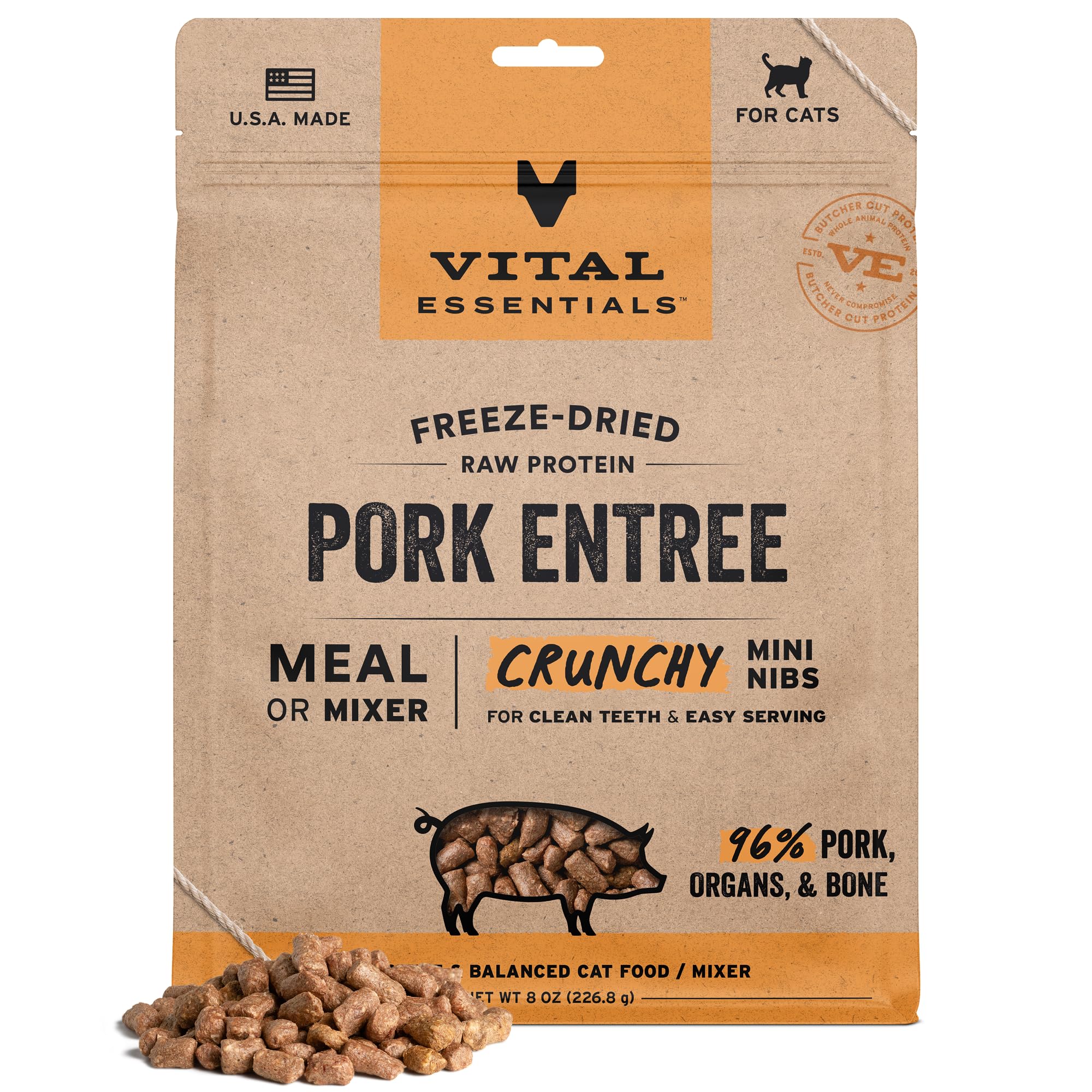 Cat Food Vital Essentials Carne De Porco Crua Liofilizada 250ml