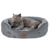 Cama Para Animais De Estimação Para Cães E Gatos Pequenos, Redonda De 63 Cm, Cinza