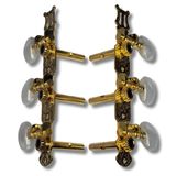 Tarraxa Violão Aço Pino Fino Dourada Celulóide Branca Myth